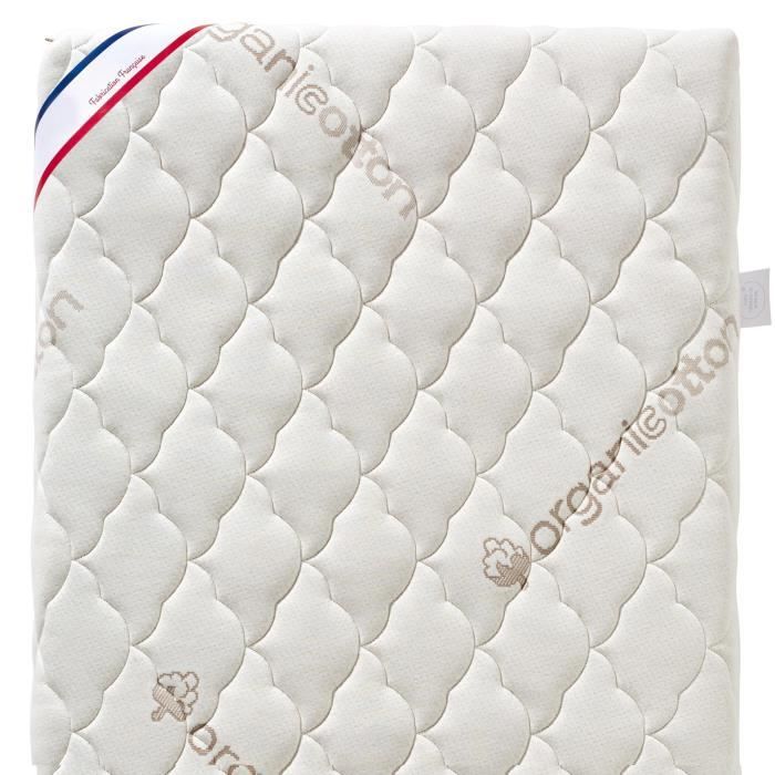 P'TIT LIT Matelas Bébé Coton Bio 60x120cm - 100% Coton Naturel, Déhoussable, Oeko-Tex, Fabrication Française