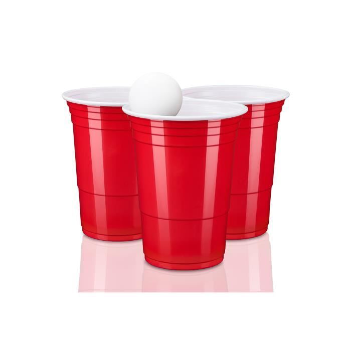 Set de gobelets beer pong en papier (rouge) - durable - beer pong avec  boules 400ml (16oz) Ø 90mm