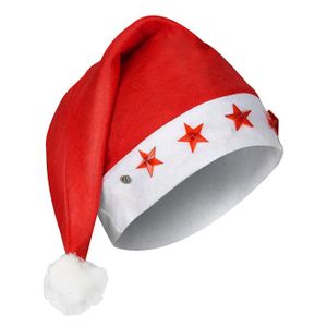 Accessoire Noël Enfant Bonnets De Noël Lumineux Lot De 2 - Enfants Avec Lumières Colorées - Pompons Doux - Rouge Et Blanc Bonnet Festif Lumière