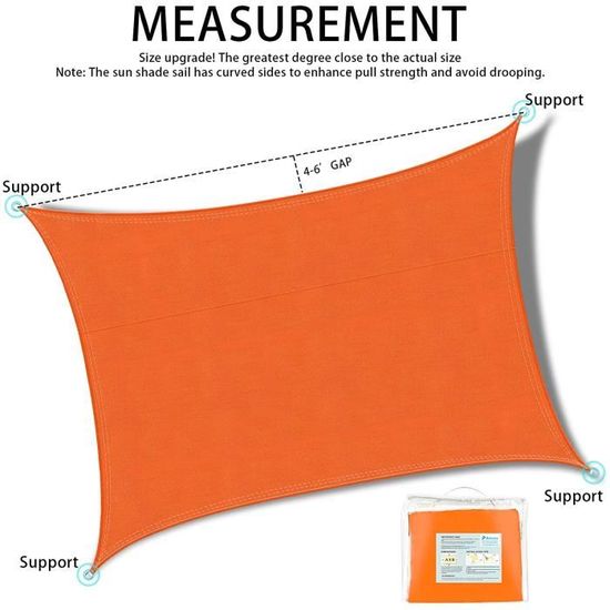 Voile d'ombrage Voile Ombrage Rectangulaire 2x3m Auvent Toile Ombrage