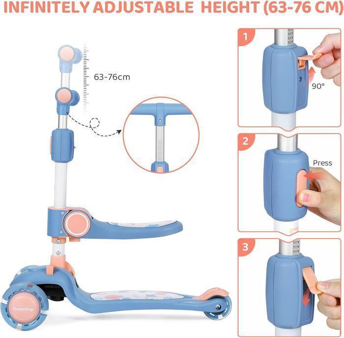 Trottinette maternelle pour enfants de 3 à 7 ans, trottinette scolaire