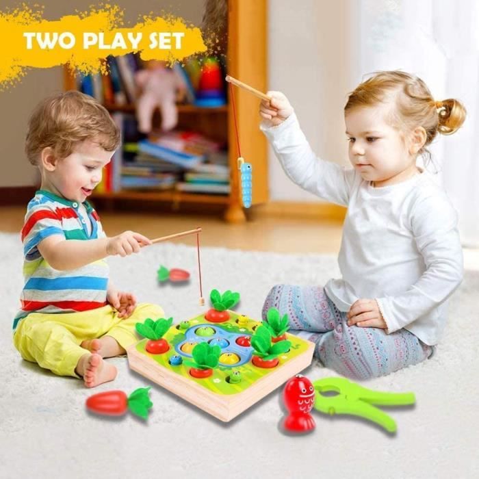 Jeux Montessori, Jouet Enfant 2 en 1 Garcon Fille Éducatif 3 Ans, Jouet en  Bois, Jeu de Peche, Jeu de Tri, Récolte de Carottes - Cdiscount Jeux -  Jouets