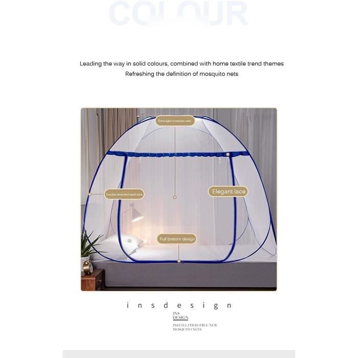ZVD Moustiquaire lit & jardin dôme pop up fermeture zippée 150 x 200 cm