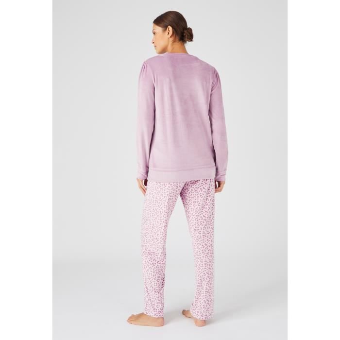 Pyjama femme Damart velours Thermolactyl violet animalier Violet animalier Cdiscount Pret a Porter