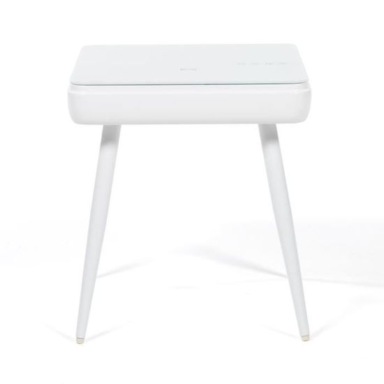 Table De Chevet Connectee Blanc Laque Chargeur Induction Django