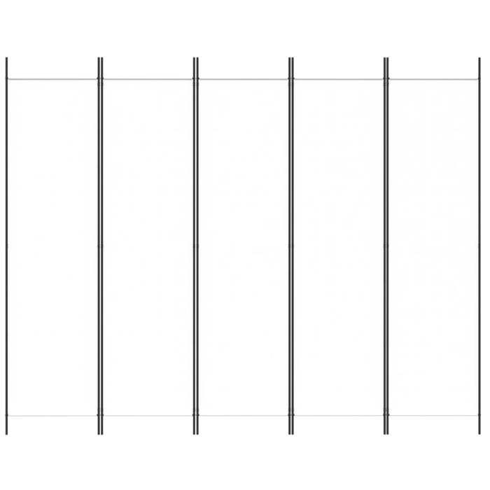 Paravent Intérieur Unilatéral 225x172 Cm - Séparateur De Pièces Design - Cadre Bois, Tissu Beige/gris - Style Moderne