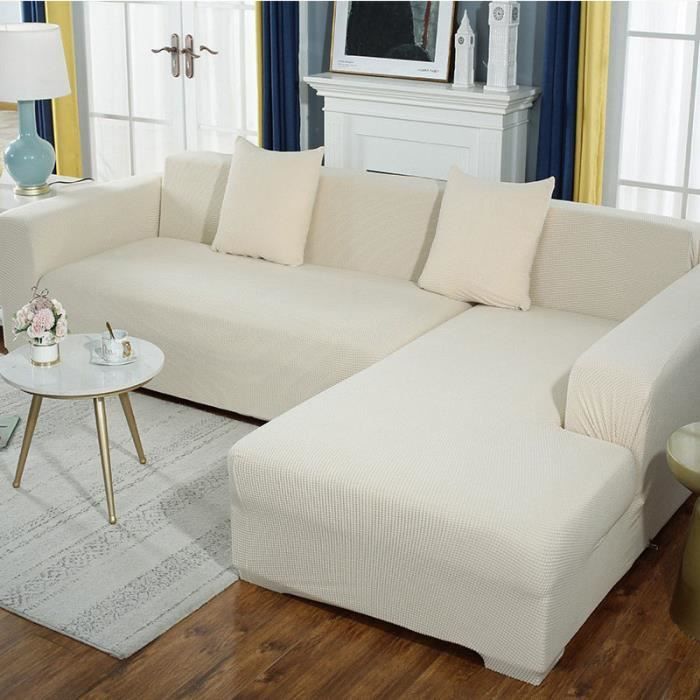 Housse De Coussin De Canapé En Velours Extensible - Protection Anti-Taches | Adaptable 1 à 4 Places | Facile à Nettoyer