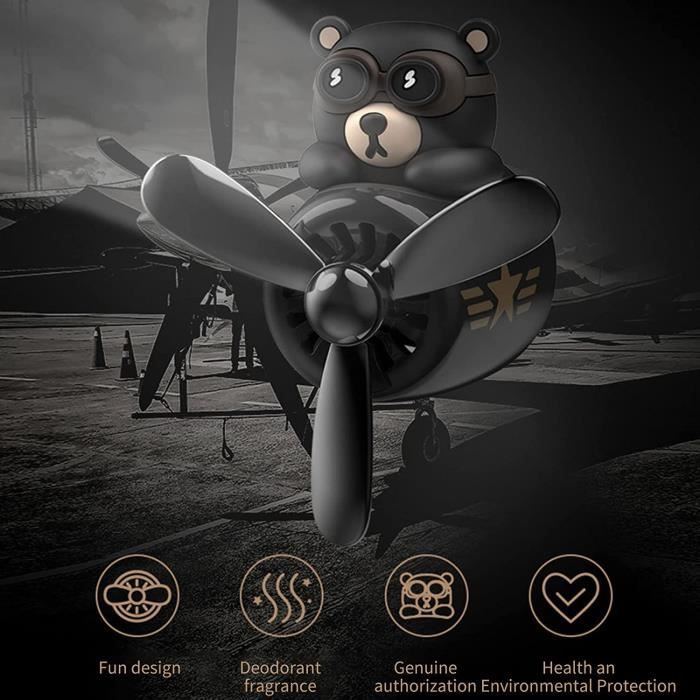 Noir Cartoon Bear Pilot Pilote Air Ferrinisseur d'air Automobile