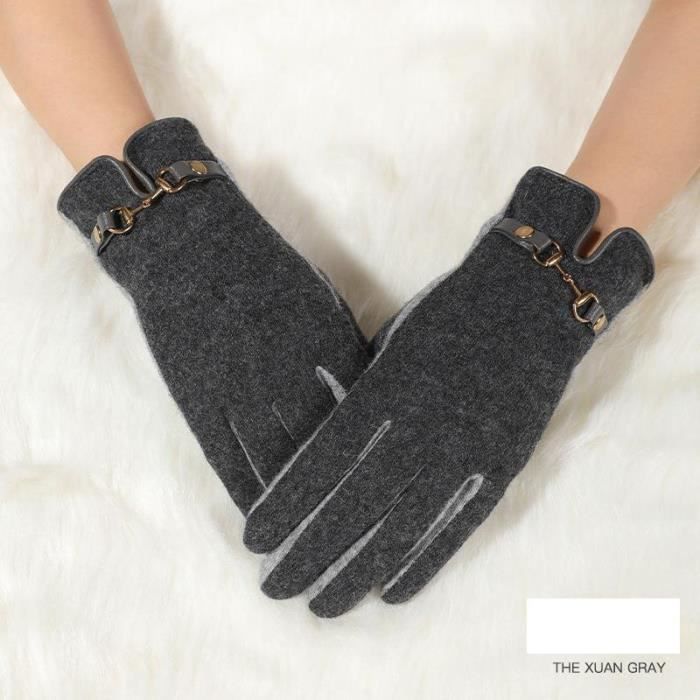 Gants chauds pour femmes en laine + polaire de lapin double épaississement  poignet enveloppé mince gants écran tactile - Cdiscount Prêt-à-Porter