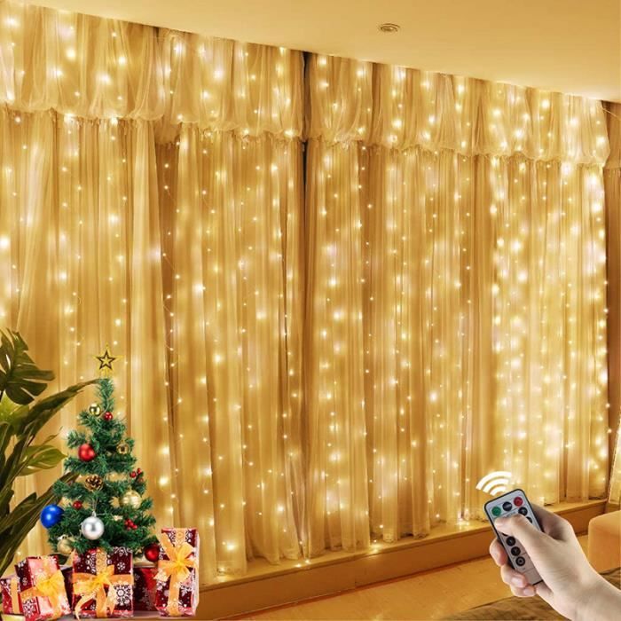 CPDD 300 LED Fenêtre Rideau Guirlande Lumineuse pour Noël Fête De Mariage  Maison Jardin Chambre Extérieur Intérieur Décoration Murale (Violet) Violet  