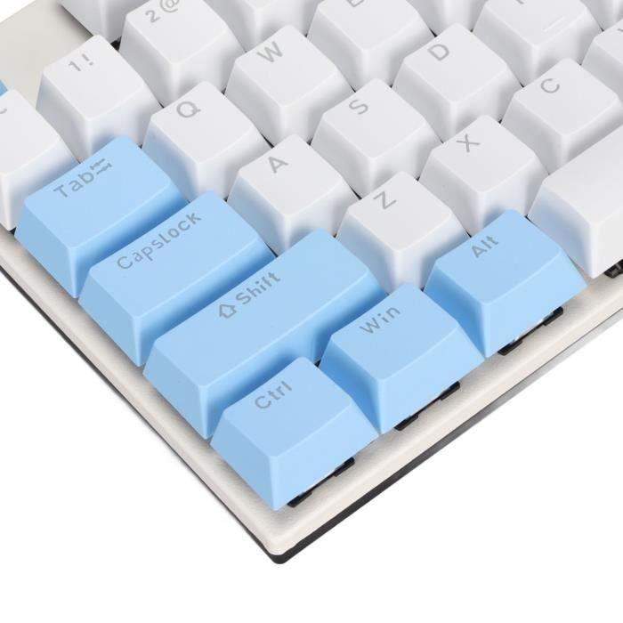 87 touches clavier mécanique filaire clavier mécanique à lumière mixte avec  bouton de suspension à interrupteur bleu mécanique blanc + bleu