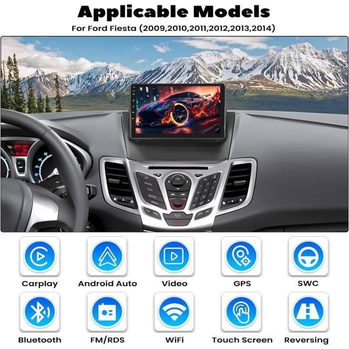 4+64G SIXWIN Android 13 Autoradio Pour Ford Fiesta 2009-2017