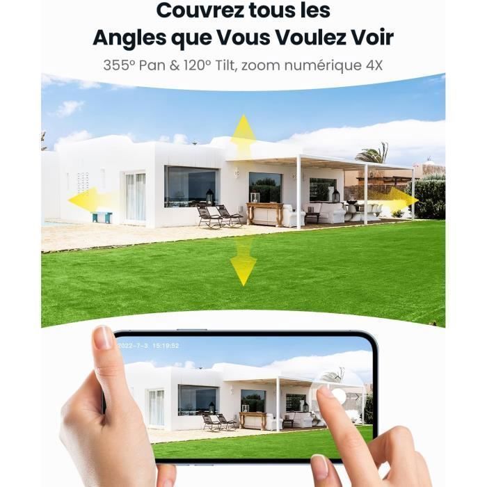 IeGeek Caméra Surveillance WiFi Extérieure 2K 360° – Double Bande 2.4/5GHz, Vision Nocturne Couleur, Détection Humaine IA, Suivi Auto, Sirène + Lumière, Audio Bidirectionnel