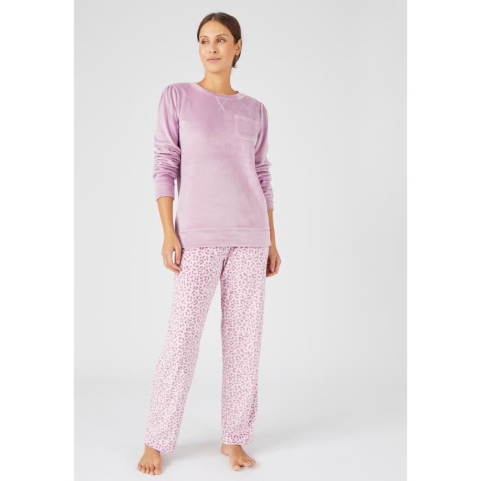 Pyjama femme Damart velours Thermolactyl violet animalier Violet animalier Cdiscount Pret a Porter