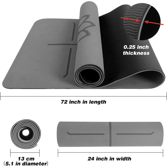 Tapis De Yoga Antidérapant 173 X 58 Cm - Épaisseur 4 Mm, Design Monochrome, Pour Pilates, Fitness Et étirements