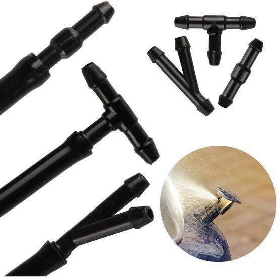 30 Connecteurs Tuyau Lave-Glace Voiture - 4mm - Universel Noir/Blanc - Anti-Éclaboussures