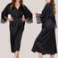 Pyjama Femme Robe De Kimono En Satin Noir Sexy Pour Femmes