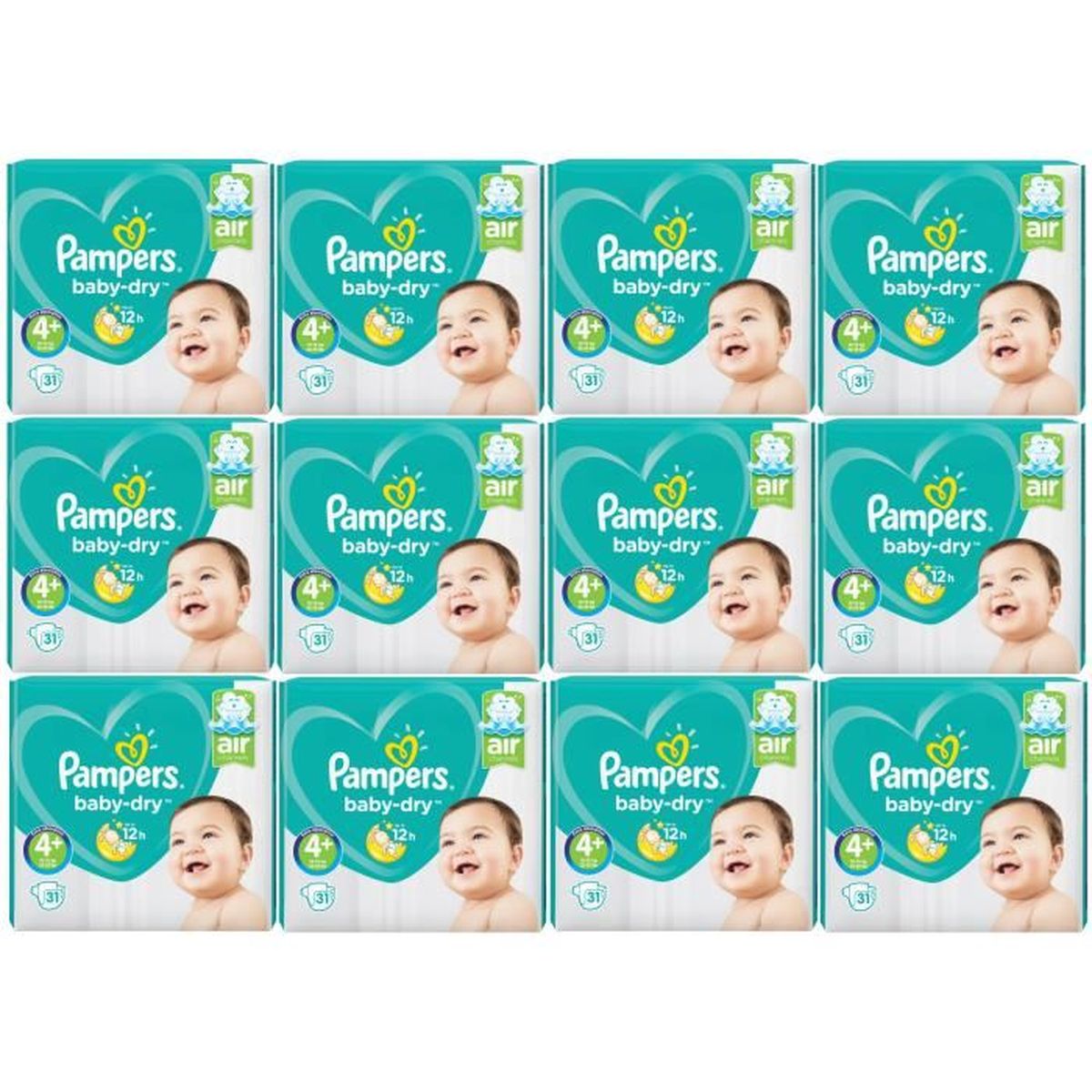 Pampers Baby Dry Taille 4+ Maxi Plus 1015kg 372 Couches Cdiscount