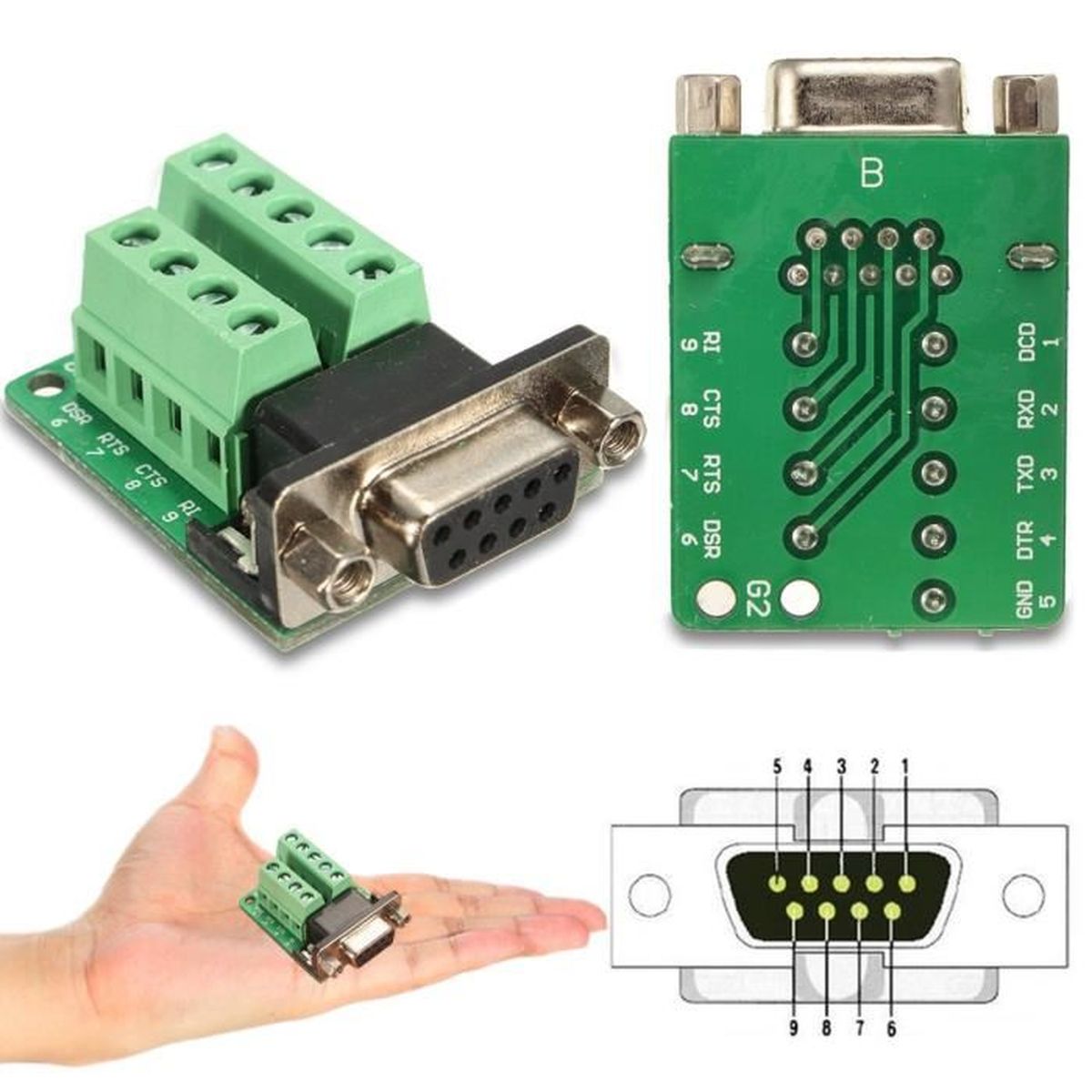 Equipements Professionnels Db9 Femelle 9 Broches D Sub Connecteur Bornier Sans Soudure Bornier Vis 9h Sultengterkini Com