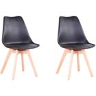 BenyLed Lot de 2 Chaises de Salle à Manger Scandinaves, Siège Cuisine Plastique Similicuir, Noir