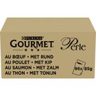 GOURMET PERLE Les Filettines Avec du Bœuf, Poulet, Saumon, Thon - Sachets fraîcheur pour chat adultes - 96x85g