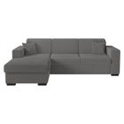 LOUNGITUDE Canapé d'angle FUJI XL convertible avec coffre en tissu bouclette - Angle gauche - Gris