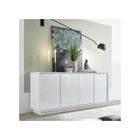 TOUSMESMEUBLES Buffet 4 portes Blanc Laqué Brillant - BURANO - L 180 x l 43 x H 79