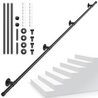 TTLIFE Main Courante pour Escalier 3M, Antidérapante Rampe Escalier Intérieur Exterieur Galvanisé Poignée Rampe d'escalier