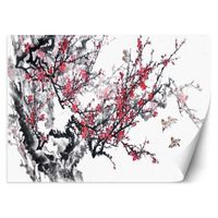 Papier Peint - Entoilage 130g/m2 - Motif Fleurs de cerisier - 150x105 cm - Rose - Décoration murale à coller - Feeby