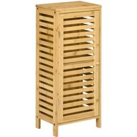 Meuble bas de salle de bain - KLEANKIN - étagère réglable - bois de bambou verni - 30x20x70cm - Beige