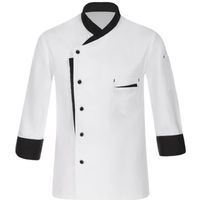 YONGHS Veste de Cuisinier Homme Femme Manches Longues Vêtements de Travail Manteau de Chef M-4XL Blanc