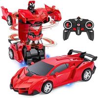 Voiture Télécommandée Robot Transformable GYROOR - Transformers Jouet pour Garçons 3-12 Ans - Rouge