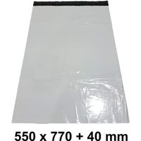 50 très grande Enveloppe Plastique Blanche opaque 550 x 770 + 40 mm rabat, pochette d'expédition envoi XXL 55 x 77 cm. Enveloppe