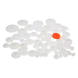 Haosie Jeu d'engrenages en plastique, 64 types | Engrenages de couronne, kits d'engrenages de vers, roues dentées, pour robot voiture moteur jouet