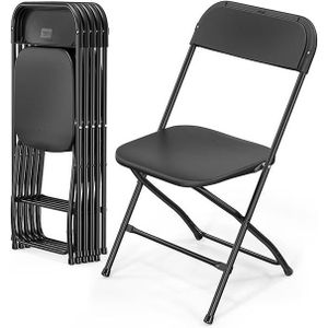 Ensemble table et chaise de jardin Chaises pliantes en plastique, noir, conférence, jardin, fête, 6 pièces