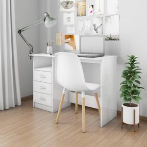 BUREAU  Bureau avec tiroirs Blanc brillant - Aggloméré - 100x50x76 cm