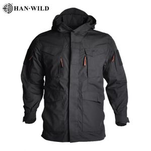 MANTEAU couleur noir taille XXXL(95-105kg) veste de randonnée tactique M65, coupe-vent pour hommes, vêtements de chas