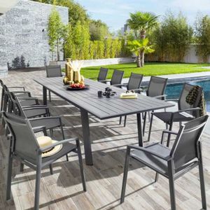 Ensemble table et chaise de jardin Table extensible alu 12p graphite Pavane Hespéride