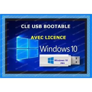 CLÉ USB Clé USB 8Go Bootable Windows 10 Pro 64 Bits + Lice