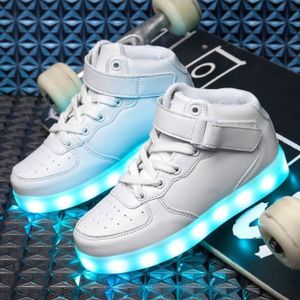 BASKET Baskets Enfants Led Chaussures Lumineuse Garçons Fille USB Charge Blanc Chaussure