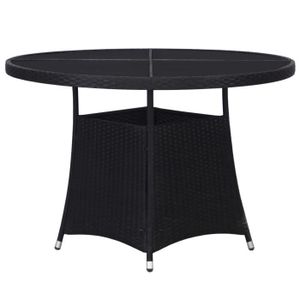 TABLE DE JARDIN  Meuble Table de jardin - Noir - 110 x 74 cm - Résine tressée 18.4 KG