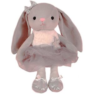 PELUCHE 39cm Fille de ballet-39cm - Poupées en peluche de lapin au Crochet pour enfants,Jouets en peluche,Kawaii,Lapin gris