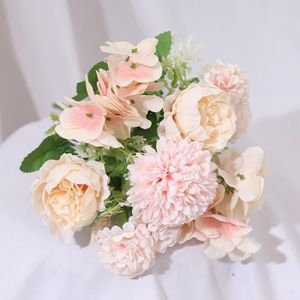 FLEUR ARTIFICIELLE Simulation pivoine mariage main tenant bouquet, décoration florale pour la maison photographie-style pivoine-rose clair