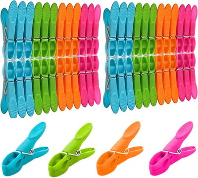 48 Pinces à Linge Multicolores En Plastique - Antidérapantes, Solides, Pour Vêtements, Serviettes, Rangement