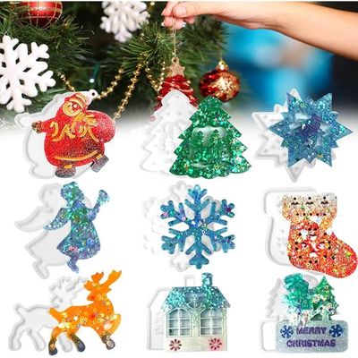 5 Moules En Silicone Pour Résine – Thème Noël (sapin, Flocon, Renne…) – DIY Bijoux & Décorations – Réutilisables