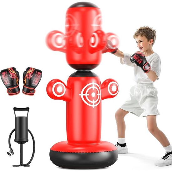 Sac de frappe - Dripex - Enfant 120cm - Noir - 12 ventouses robustes - Sport