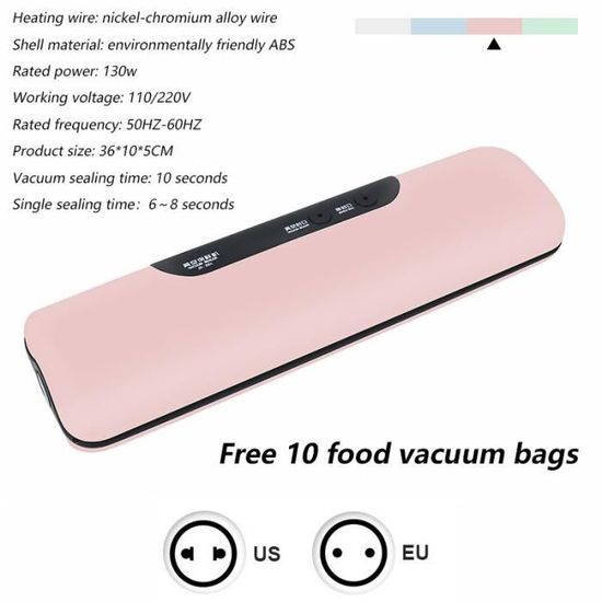 VOAKZEF Scelleur Sous Vide Manuel Rechargeable - Mini Machine Emballage Alimentaire Avec 10 Sacs Réutilisables