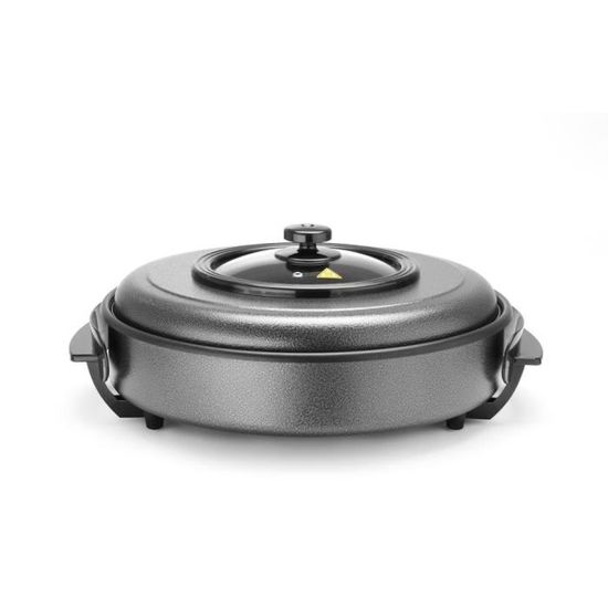 Poêle Électrique à Pizza 32 Cm - 1500W Avec Couvercle En Verre, Surface Antiadhésive Et Réglage De Température