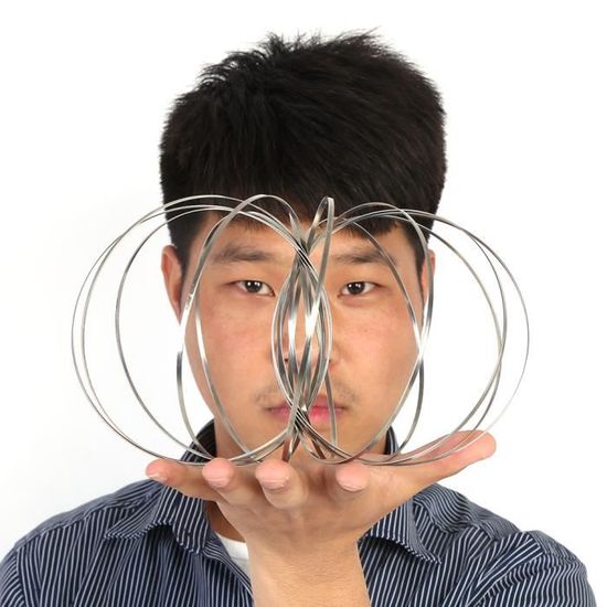 TenaLucy Anneaux De Flux Magiques - 2 Pièces, Acier Inoxydable, Jouet Sensoriel Anti-Stress, Avec Pochette Velours