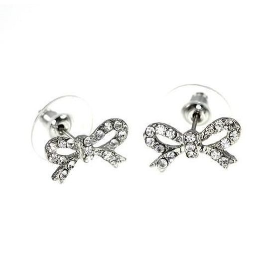 Boucles D’oreilles Noeud Strass – Fermeture Clous, Plusieurs Coloris, Sans Marque NEUF